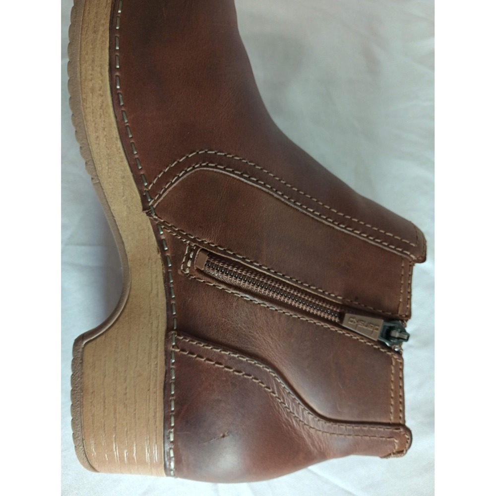 Dansko Barbara Brown Leather Ankle Boots Clog Booties Side Zip Womens Size 37 - Picture 7 of 9